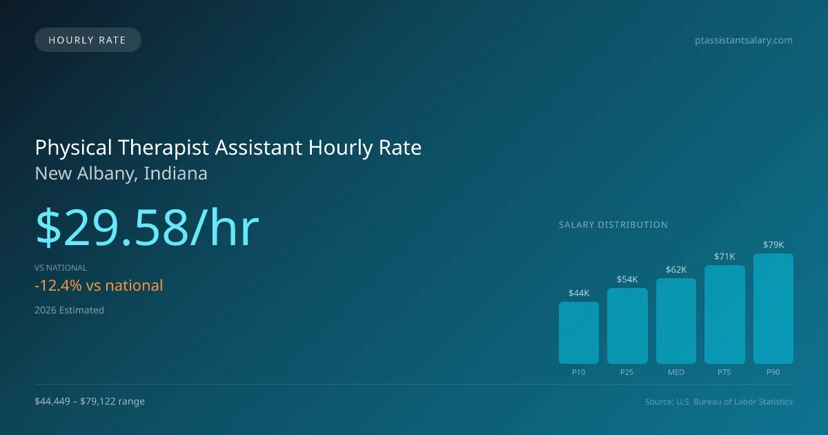 Physical Therapist Assistant Hourly Rate in New Albany, IN — 2026 est., based on 2025 BLS